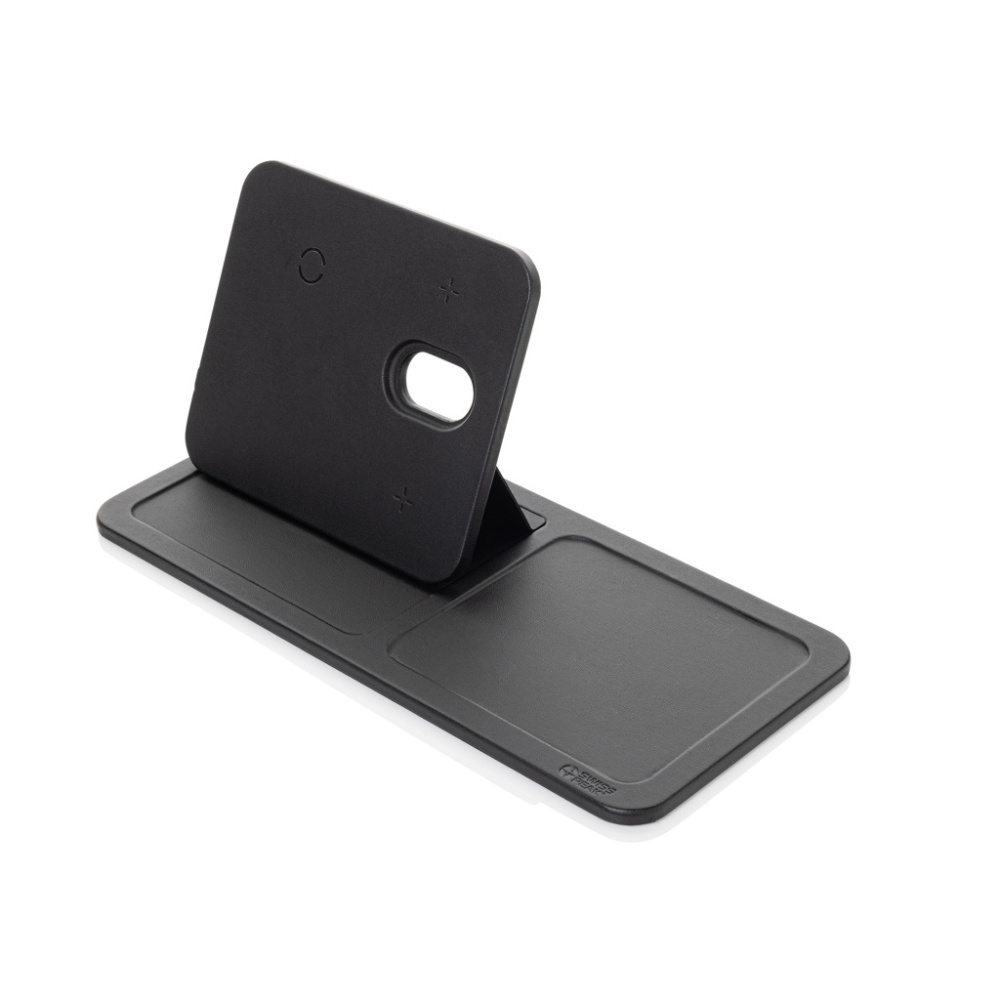 Logo trade promotional merchandise picture of: Swiss Peak 3 in 1 RCS recycled PU wireless charger desk tray