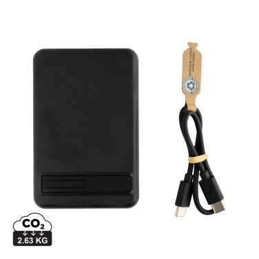 Logo trade promotional item photo of: Zen RCS rplastic 5000 mah 5W magnetic bamboo powerbank