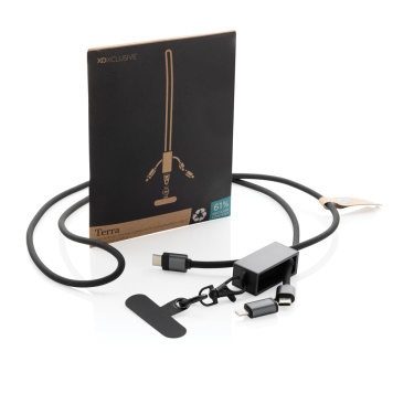 Logo trade promotional product photo of: Terra RCS recycled PET phone cord with dual charge cable