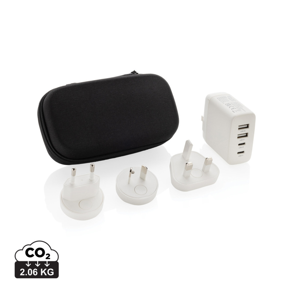 Logo trade promotional item photo of: TravelCharge Pro RCS rplastic travel charger with USB C