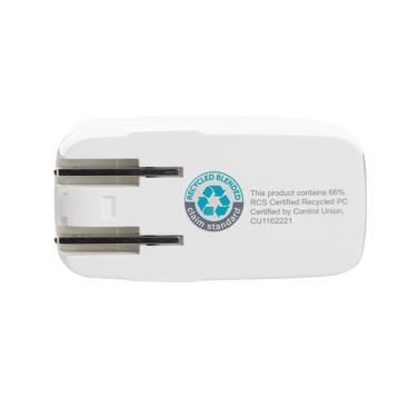 Logo trade promotional products image of: TravelCharge Pro RCS rplastic travel charger with USB C