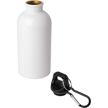 Logotrade advertising product picture of: Oregon 400 ml RCS certified single wall stainless steel water bottle with carabiner