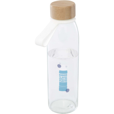 Logo trade promotional gift photo of: Porto 500 ml glass water bottle with silicone handle and bamboo lid