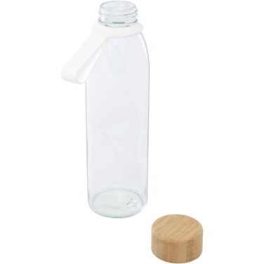 Logo trade business gifts image of: Porto 500 ml glass water bottle with silicone handle and bamboo lid