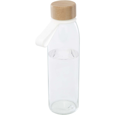 Logo trade promotional merchandise photo of: Porto 500 ml glass water bottle with silicone handle and bamboo lid