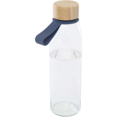 Logo trade promotional giveaway photo of: Porto 500 ml glass water bottle with silicone handle and bamboo lid