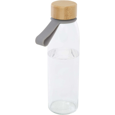Logo trade promotional gifts image of: Porto 500 ml glass water bottle with silicone handle and bamboo lid
