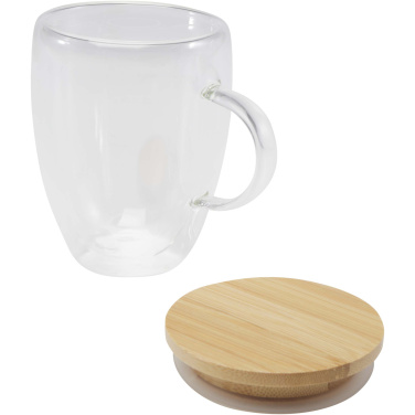 Logo trade promotional merchandise photo of: Leona 350 ml glass cup with bamboo lid