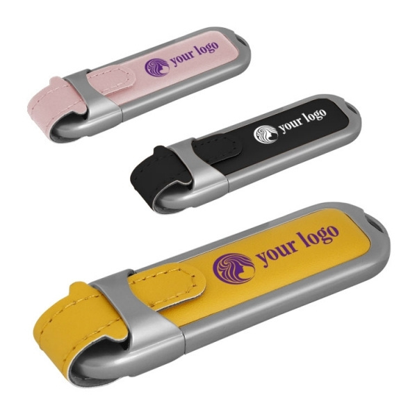 Logo trade promotional merchandise image of: Leather USB stick