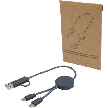Logotrade advertising product picture of: Citala 5-in-1 recycled plastic 30 cm data sync and 27W fast charge cable