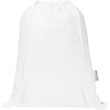 Logo trade promotional giveaway photo of: Oregon Blend 140 g/m² GRS recycled drawstring bag 5L