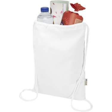 Logo trade corporate gift photo of: Oregon Blend 140 g/m² GRS recycled drawstring bag 5L