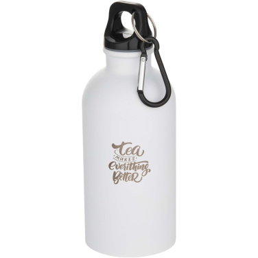 Logotrade promotional merchandise picture of: Oregon 400 ml matte RCS recycled single wall stainless steel water bottle with carabiner
