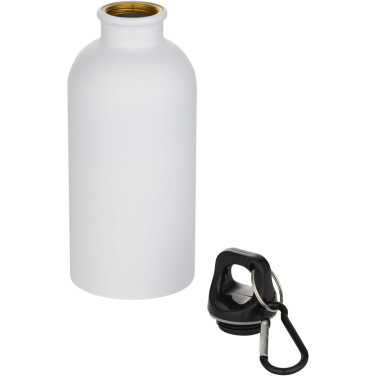 Logotrade promotional gift image of: Oregon 400 ml matte RCS recycled single wall stainless steel water bottle with carabiner