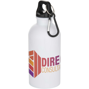 Logotrade advertising product image of: Oregon 400 ml sublimation RCS recycled single wall stainless steel water bottle with carabiner