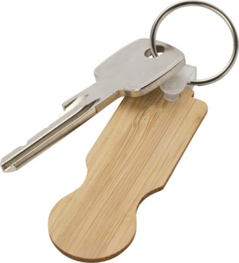 Logo trade promotional giveaways picture of: Ronan bamboo trolley keychain