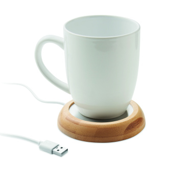 Logo trade corporate gifts image of: Bamboo mug warmer with USB