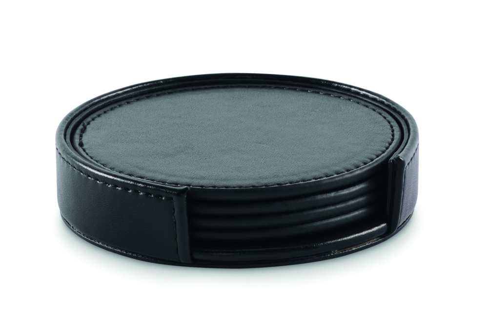 Logo trade promotional product photo of: Set of 4 PU coasters