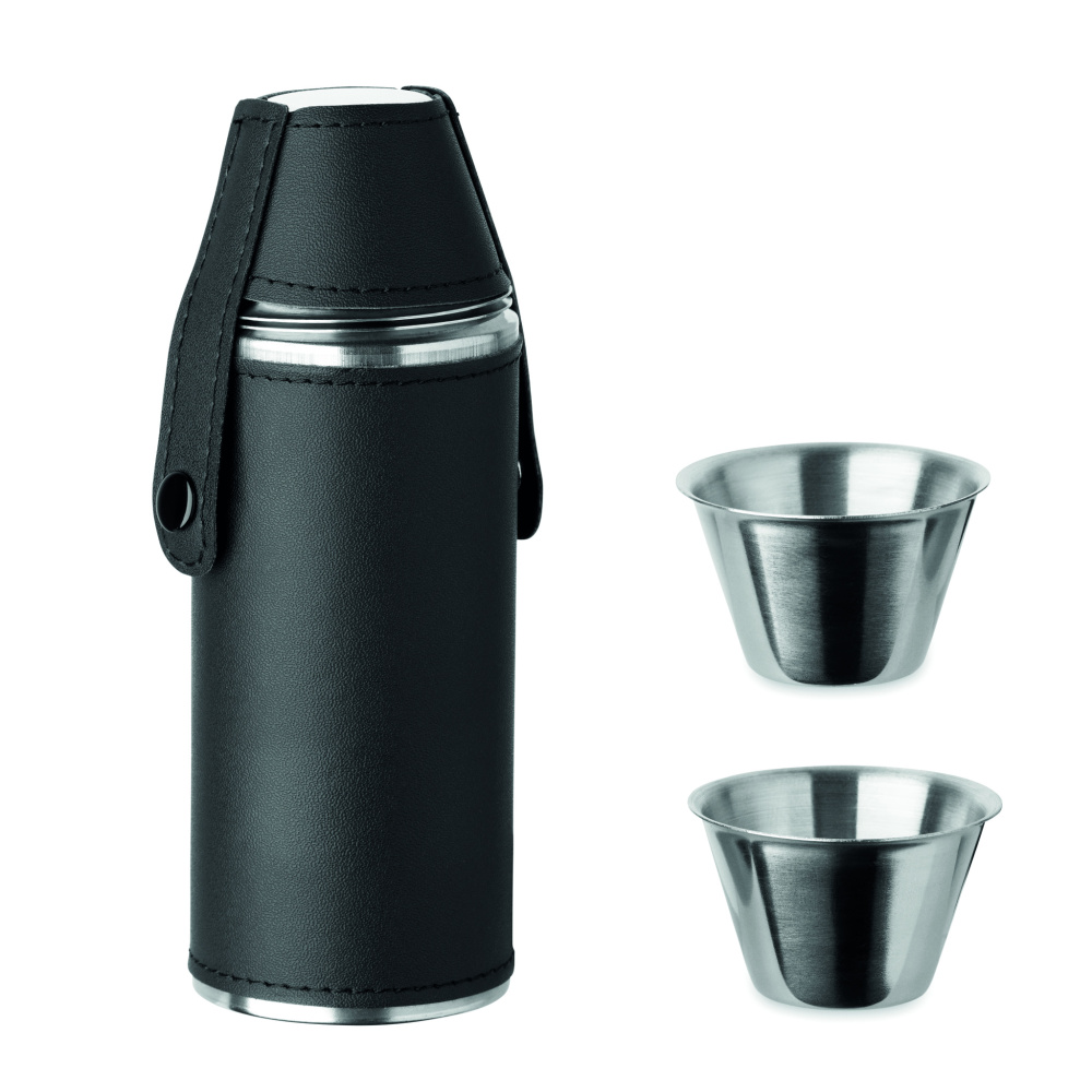 Logo trade promotional giveaway photo of: Hip flask with shot cups