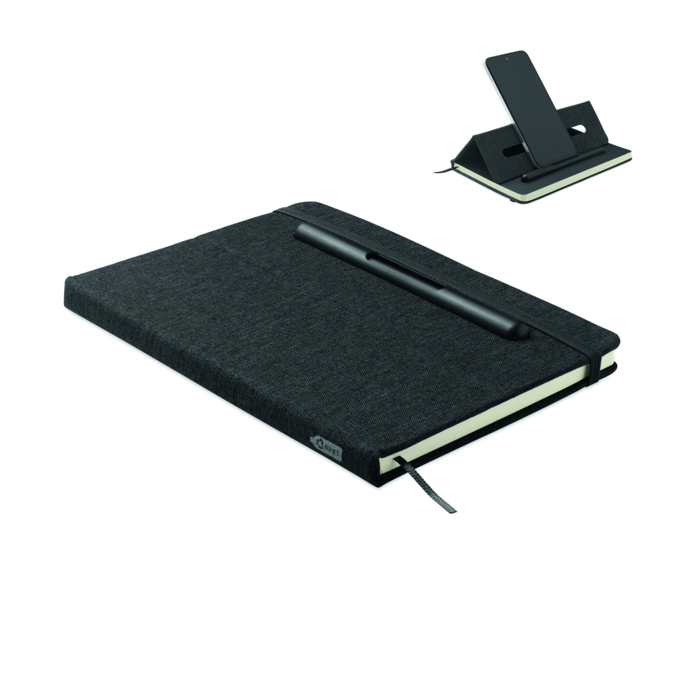 Logo trade promotional giveaway photo of: A5 notebook with phone holder