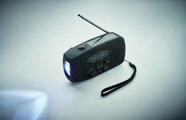 Logo trade promotional giveaways image of: Portable radio with LED torch