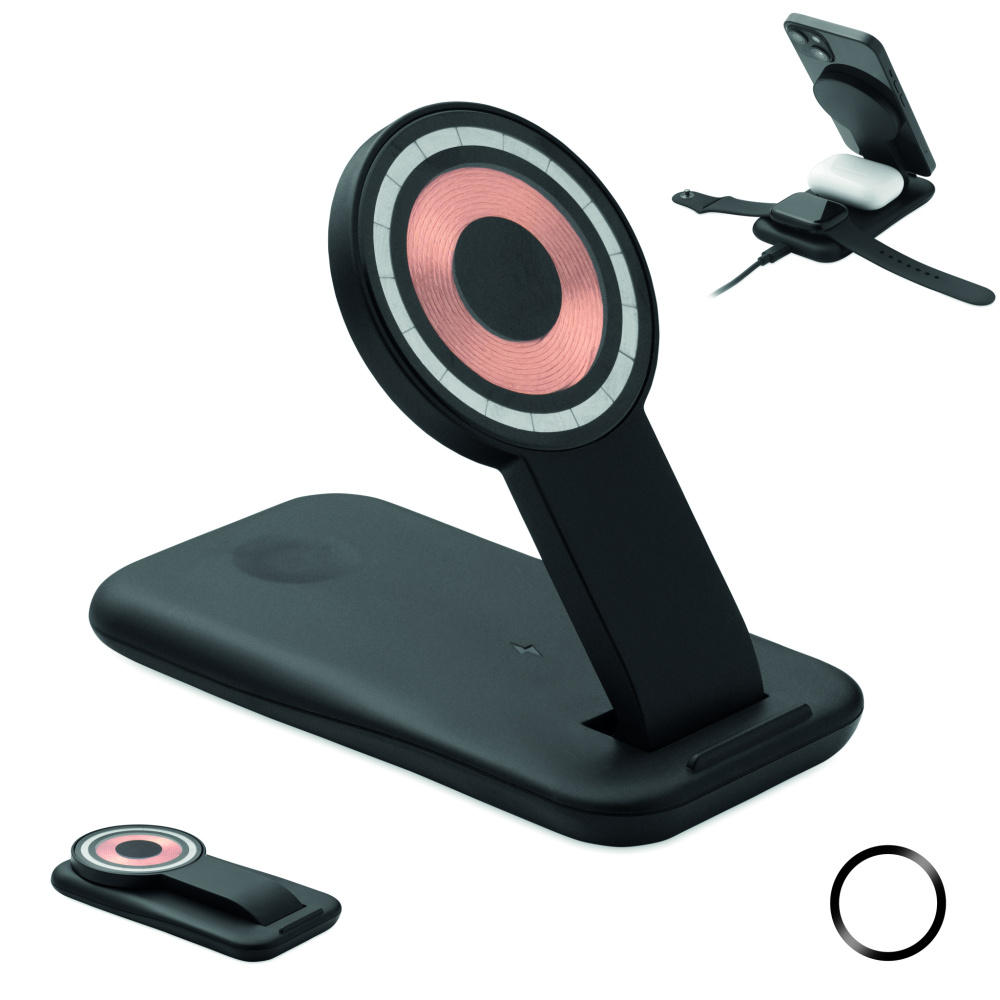 Logo trade promotional giveaway photo of: 3 in 1 wireless charger 15W