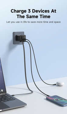 Logo trade advertising product photo of: Urban Vitamin Mendocino 65W GaN charger retractable cable