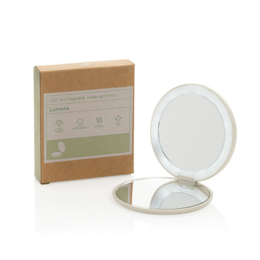 Logo trade promotional gifts picture of: Lumora RCS recycled plastic LED re-chargeable make-up mirror