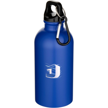 Logotrade promotional giveaway picture of: Oregon 400 ml matte RCS recycled single wall stainless steel water bottle with carabiner