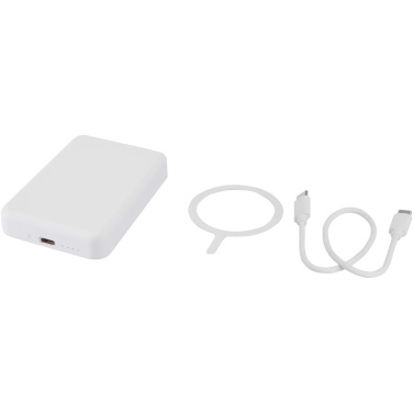 Logo trade business gift photo of: Acrab 5000 mAh 15W magnetic wireless power bank with 20W PD - made from recycled plastic