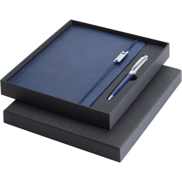 Logo trade business gifts image of: Legato Elegance A5 hard cover notebook and rollerball pen set