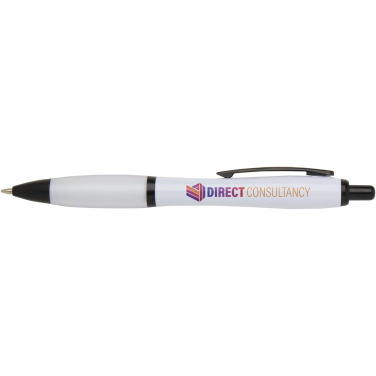 Logotrade promotional item image of: Nash recycled plastic ballpoint pen with black trims (black ink)