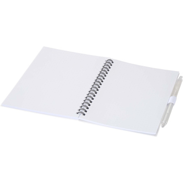 Logo trade promotional merchandise image of: Niove recycled plastic soft cover notebook and ballpoint pen set (blue ink)