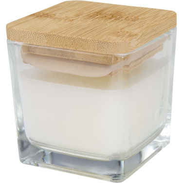Logotrade promotional items photo of: Ambra square glass candle with bamboo lid