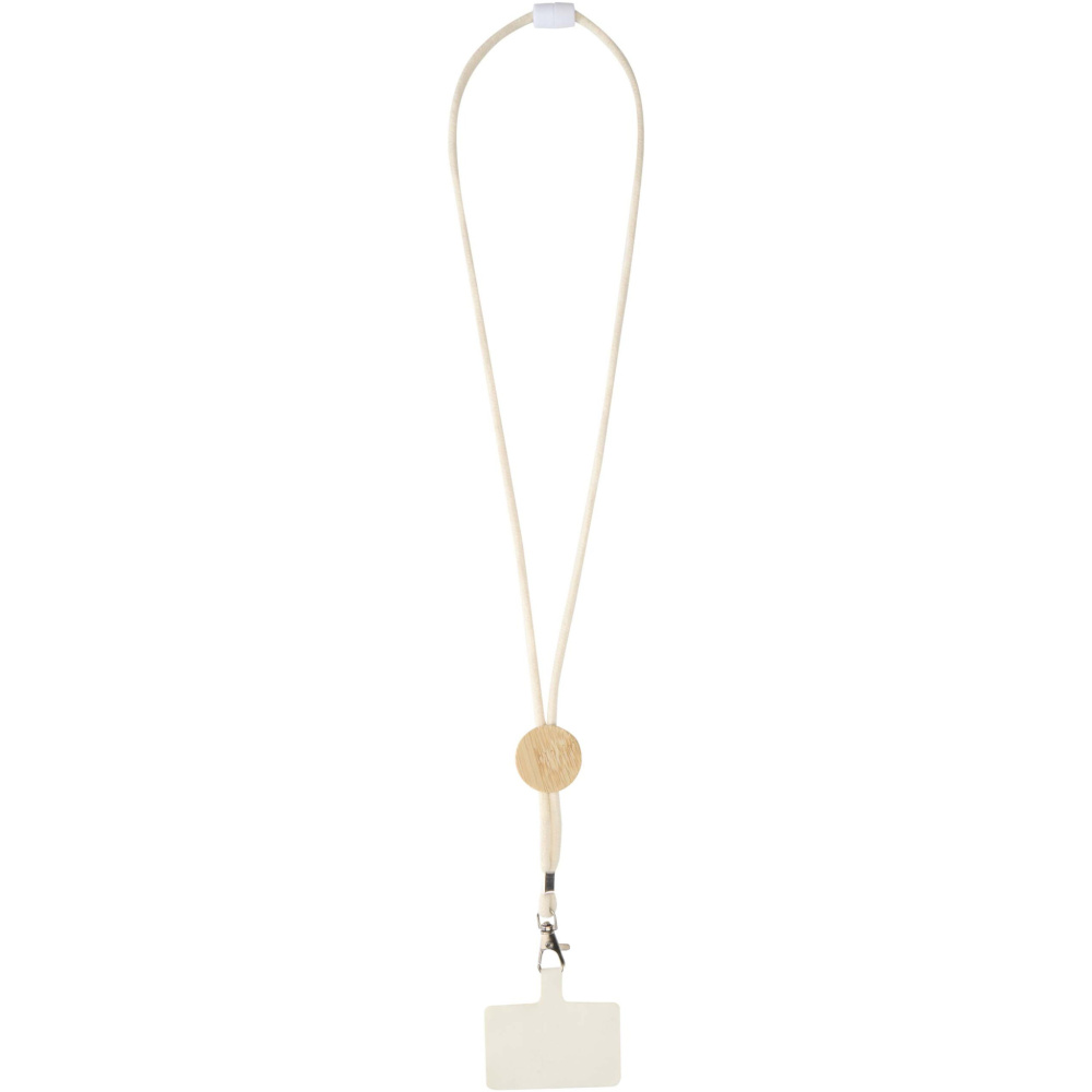 Logo trade promotional giveaways image of: Adhab smartphone lanyard with bamboo details