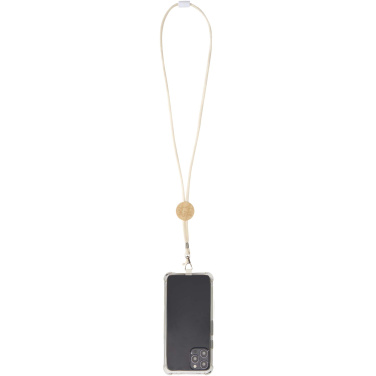 Logotrade promotional merchandise picture of: Adhab smartphone lanyard with bamboo details