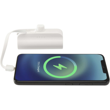 Logotrade promotional products photo of: Alnair 5000 mAh 10W recycled plastic Type-C power bank with built-in flip stand and 2-in-1 cable
