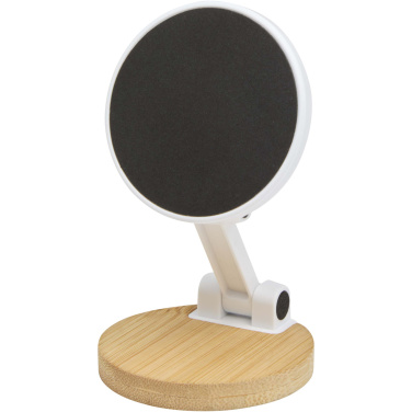 Logotrade promotional item picture of: Alcor recycled plastic foldeable magnetic phone stand with bamboo details