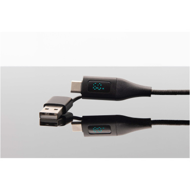 Logo trade promotional merchandise photo of: SCX.design C51 60W 5-in-1 rPET fast charging cable with display