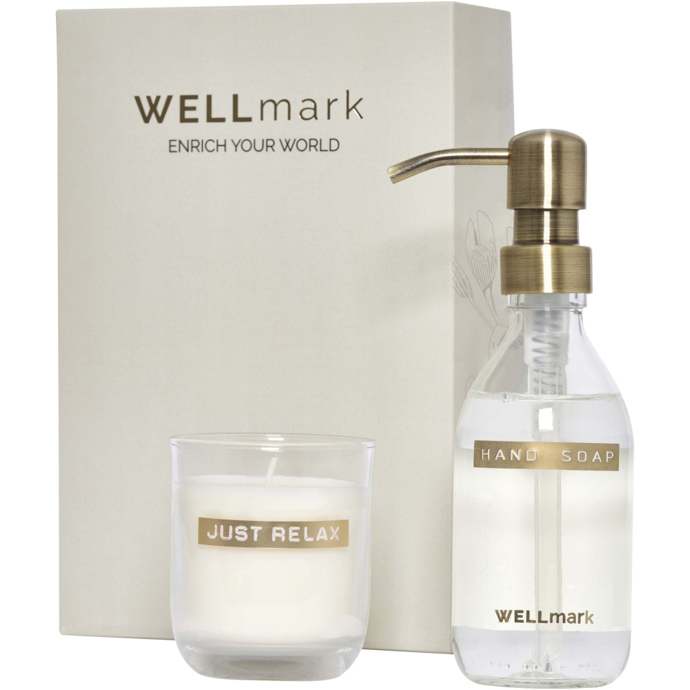 Logotrade promotional item image of: Wellmark Discovery 250 ml hand soap dispenser and 150 g scented candle set