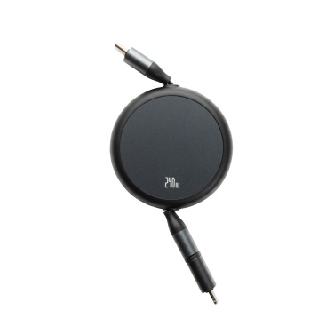 Logo trade corporate gift photo of: Terra RCS recycled aluminium retractable 240W 2-in-1 cable