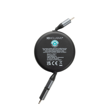 Logotrade promotional giveaway picture of: Terra RCS recycled aluminium retractable 240W 2-in-1 cable