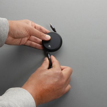 Logo trade corporate gifts image of: Terra RCS recycled aluminium retractable 240W 2-in-1 cable
