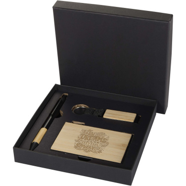 Logo trade promotional merchandise picture of: Minka RCS recycled aluminium ballpoint pen, keychain and RFID card holder gift set