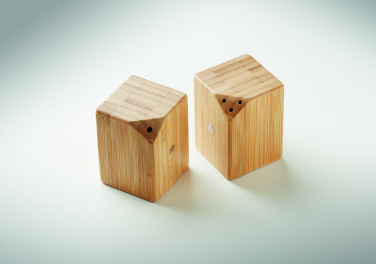 Logo trade promotional gifts image of: Bamboo salt & pepper set