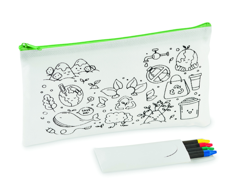 Logo trade promotional giveaways image of: Pencil case with 4 crayons