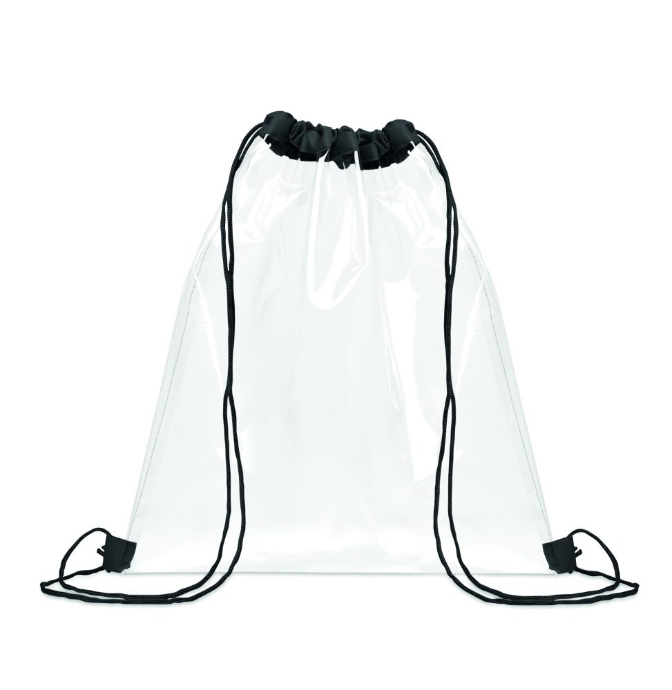 Logo trade corporate gifts image of: Transparent drawstring bag