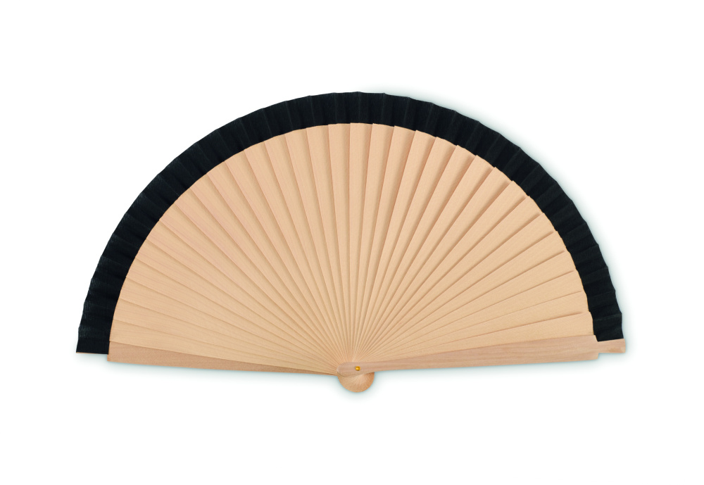 Logo trade promotional gift photo of: Wooden hand fan