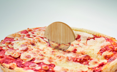Logo trade promotional gift photo of: Round bamboo pizza cutter