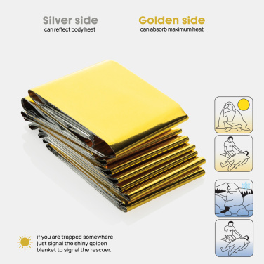 Logotrade promotional item picture of: Solra emergency blanket in RCS recycled RPET pouch